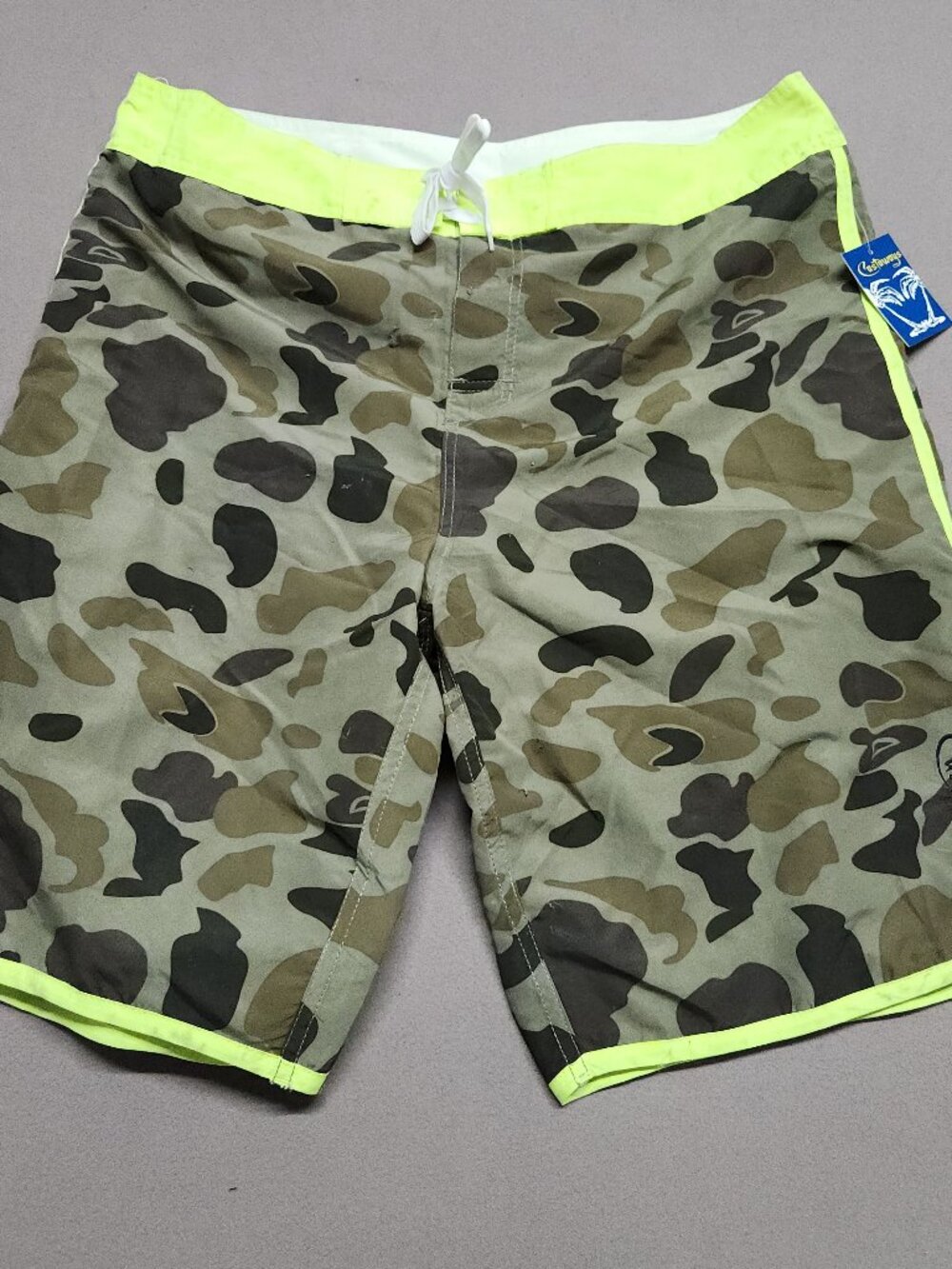 Castaways 71672 Mens Board Swim Trunks 2Xl 38 Camo Neon Yellow Polyester 140
